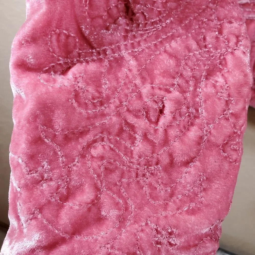 Old Navy Big Girls Rose Pink Velvet Quilted Embroidered Lined Bow Front Blazer